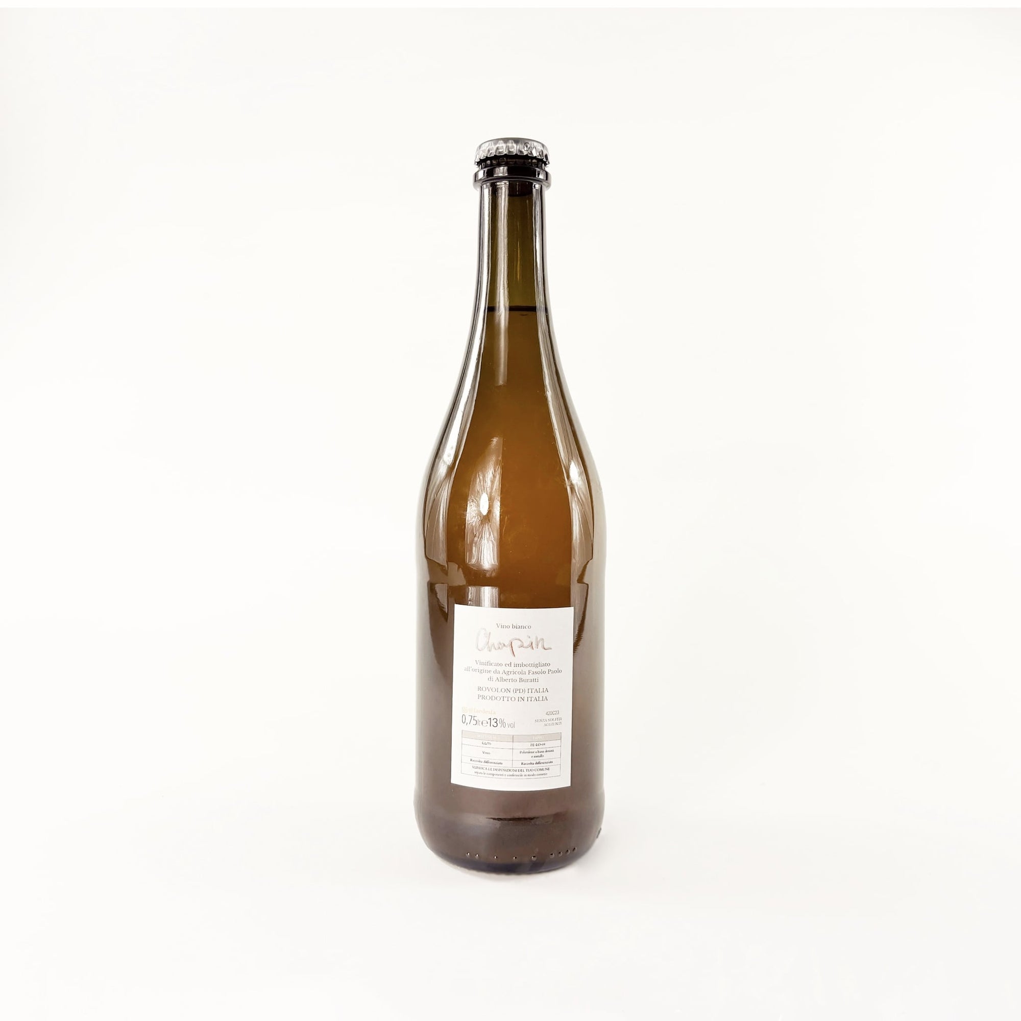 A bottle of White Natural Wine Chapin 2023 by Faedesfa Back View