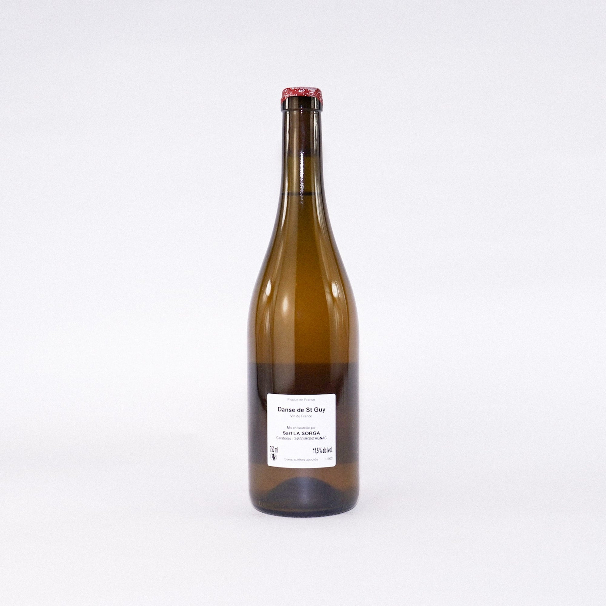 A bottle of Orange Natural wine from France Danse de Saint Guy Back View by La Sorga
