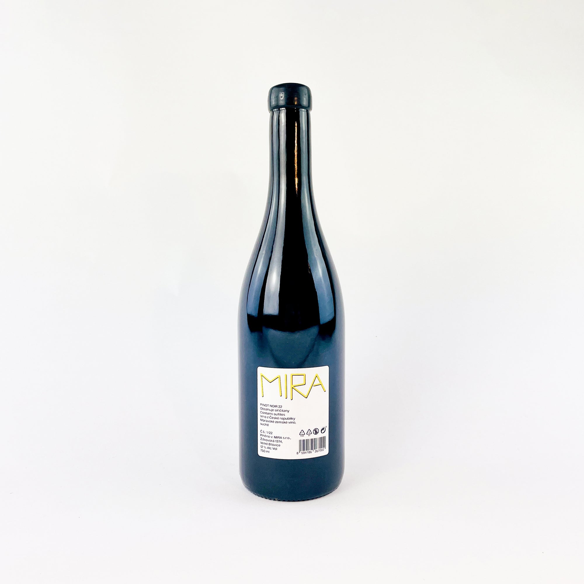 Pinot Noir MIRA Nestarec Natural Red Wine Bottle from Czechia back view