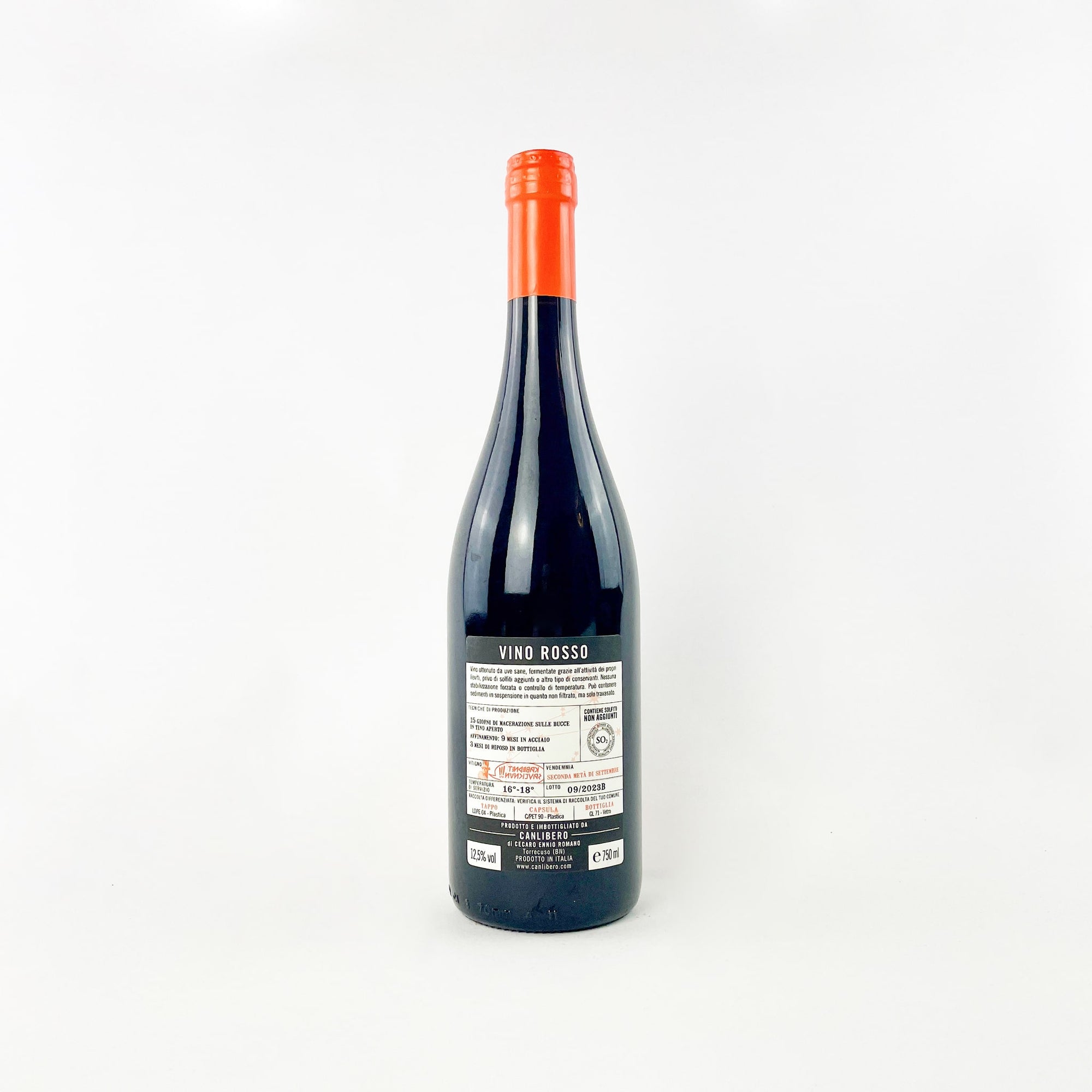 A Bottle Of Red Natural Wine Supersannios by Canlibero Back View