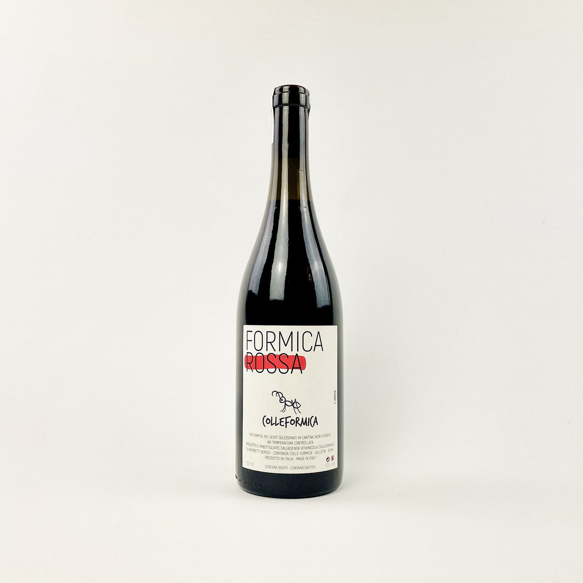 colleformica formica rossa red natural wine bottle front view