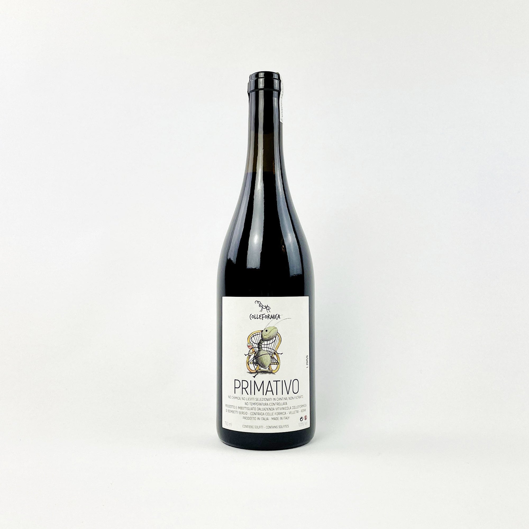 Colleformica Primativo Natural Red Wine bottle front view