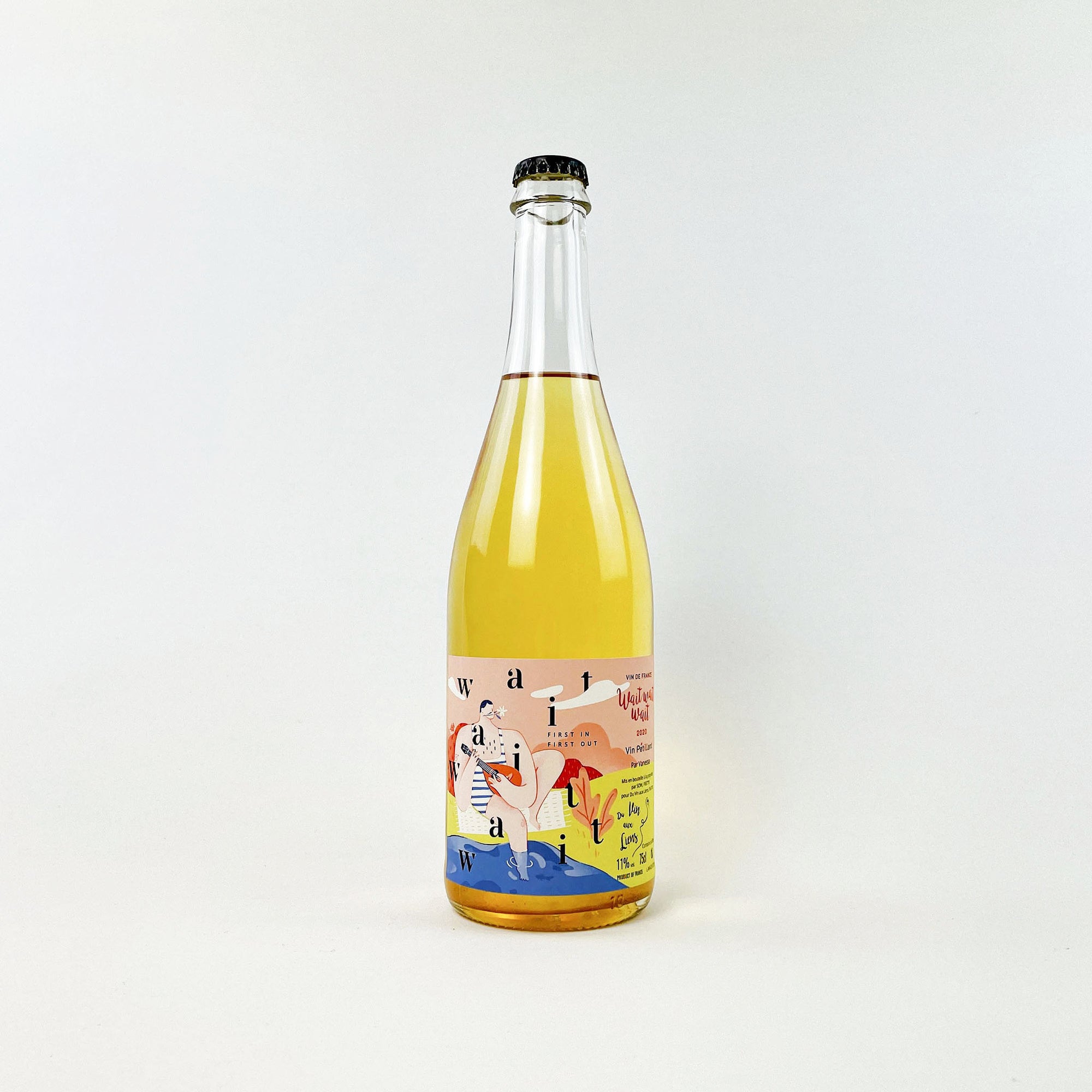 A bottle of French Alsatian natural white sparkling wine, pet nat, petnat, bubble, naturwein, Frankreich