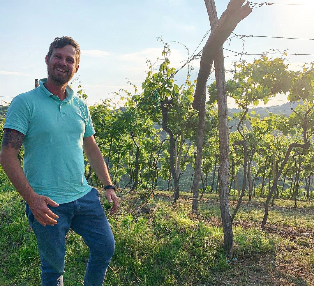 Andrea Pra of La Preara smiling in his vineyard