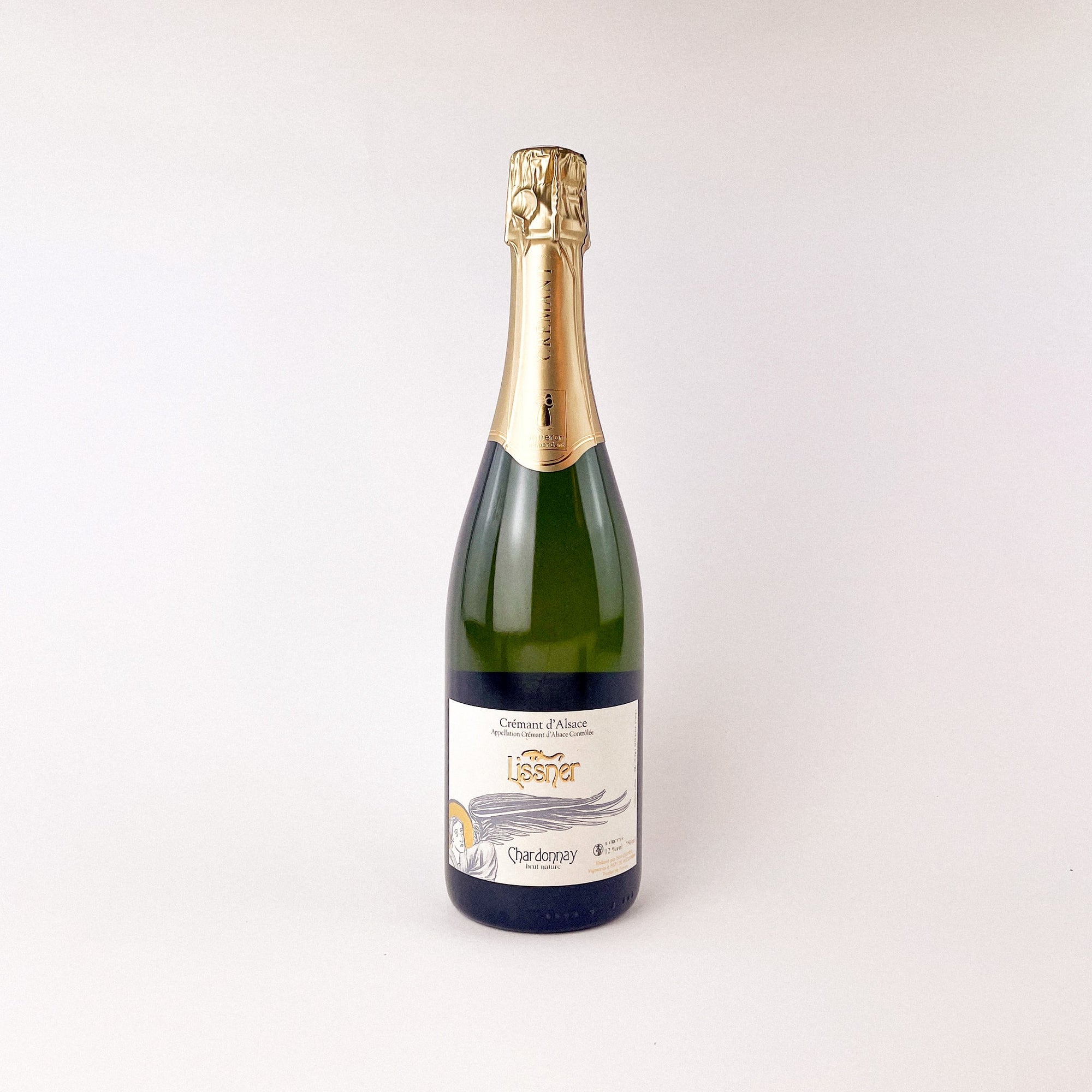 A Bottle Of Crémant Chardonnay Natural Wine from France Front View