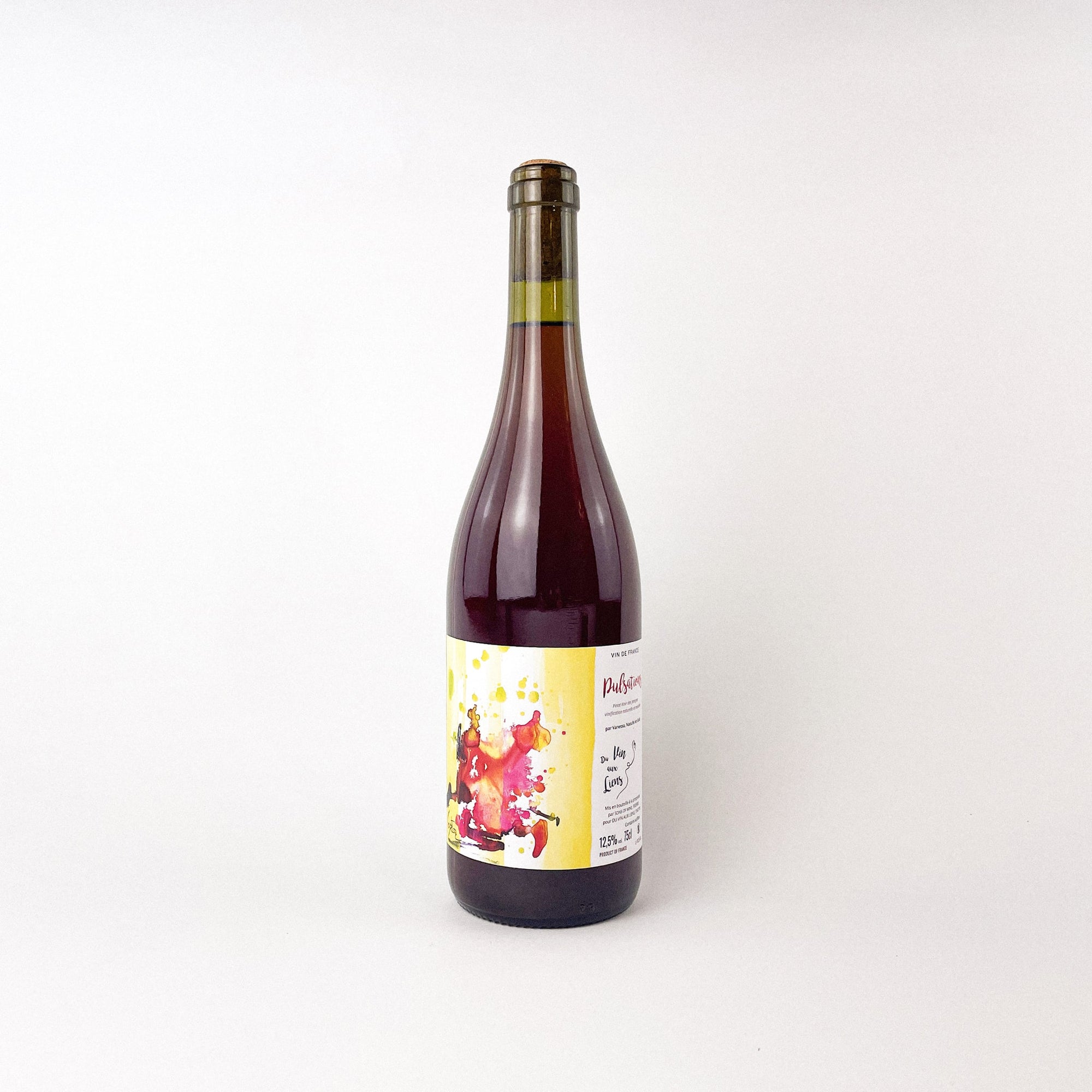 A Bottle Of Rosé Natural Wine From Alsace France, Pulsations by Du vin aux Liens Front View