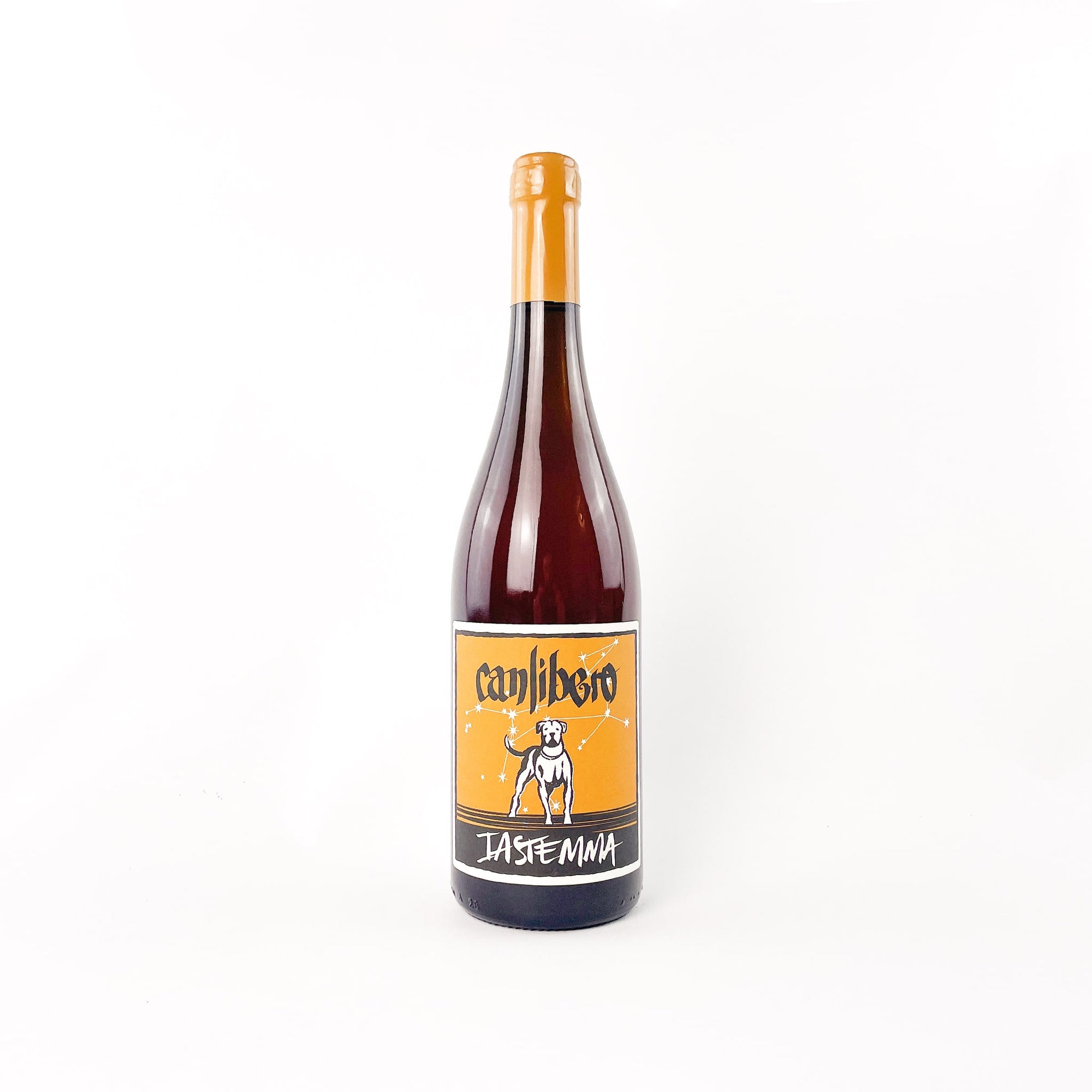 A Bottle Of Natural Orange Wine Iastemma by Canlibero front view