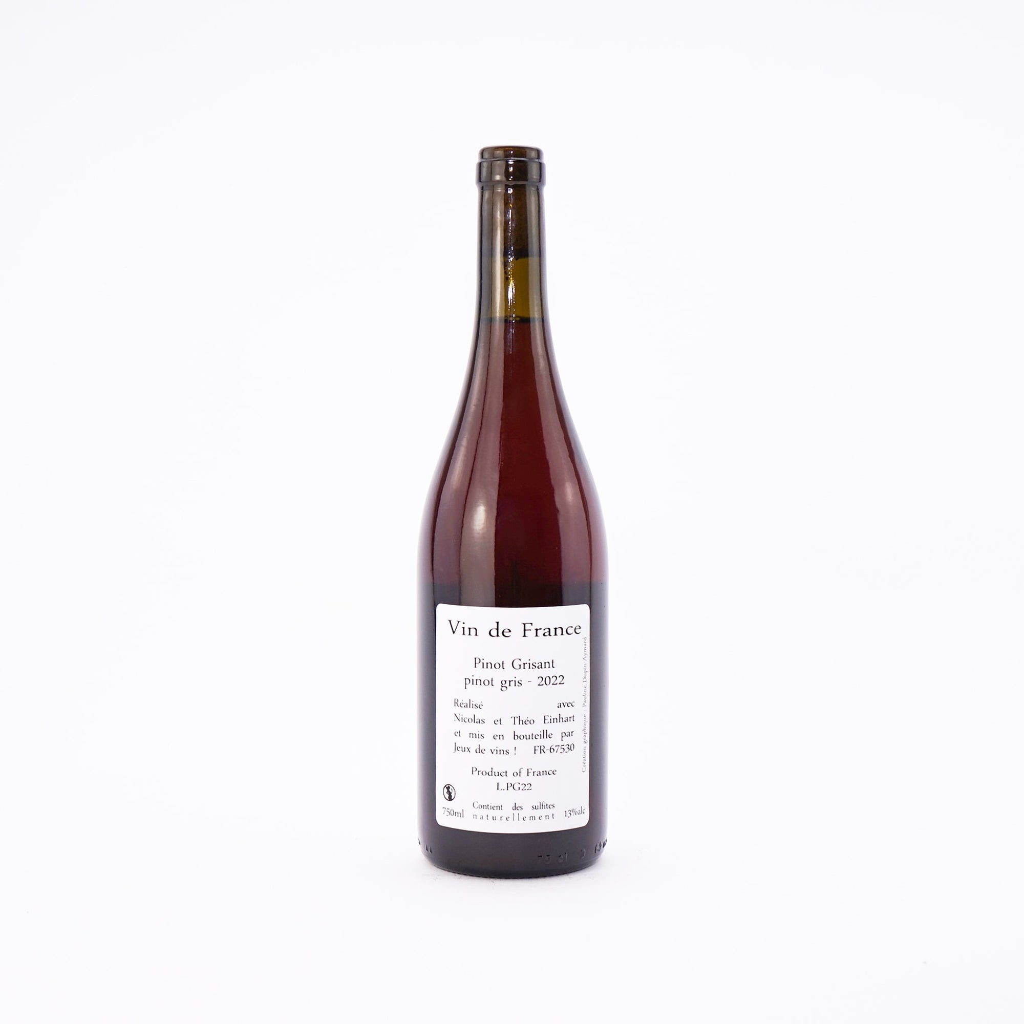 A Bottle of Red Natural Wine Pinot Gris-Ant by Jeux De Vins Back View