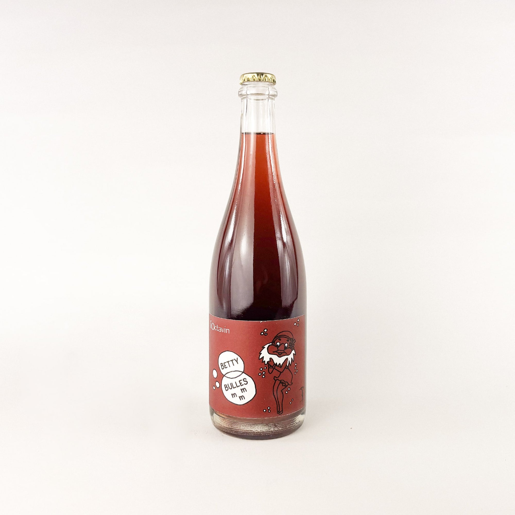 A bottle of red natural wine Pét Nat Betty Bulles by Alice Bouvot of L'Octavin Front View