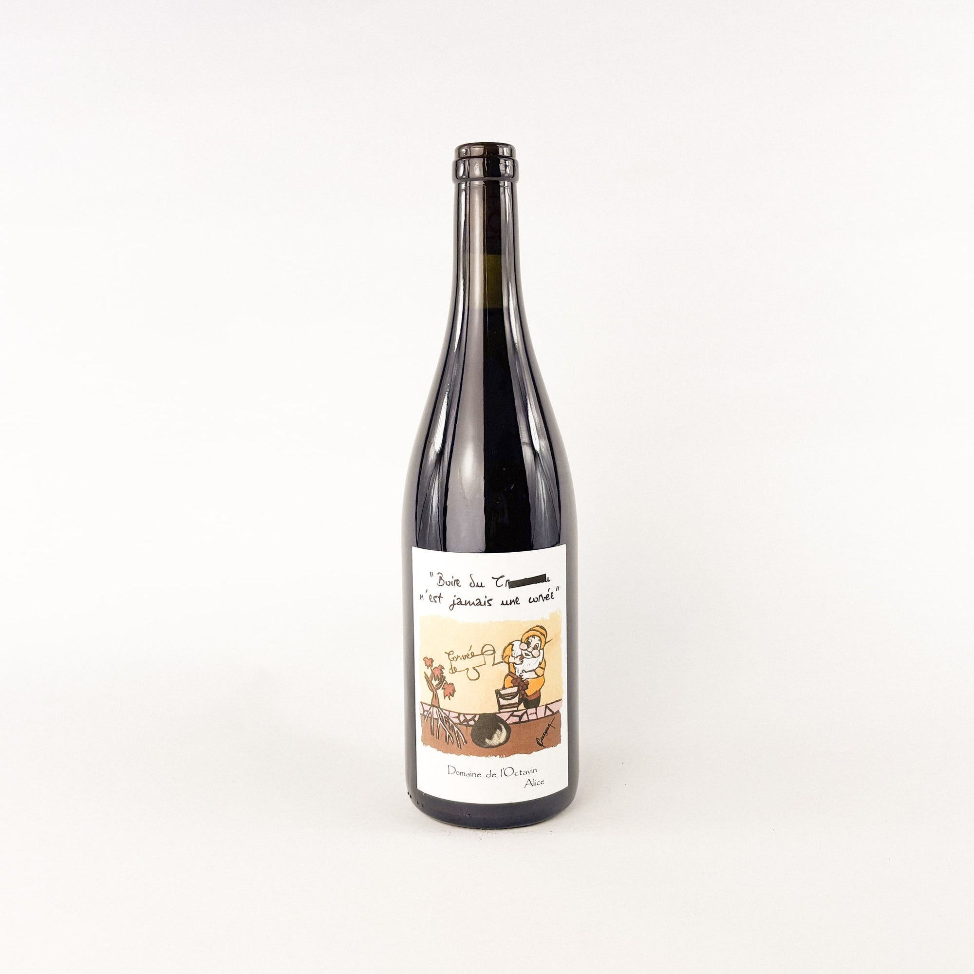 A bottle of red natural wine by L'Octavin Alice Bouvot Corvees De T front view