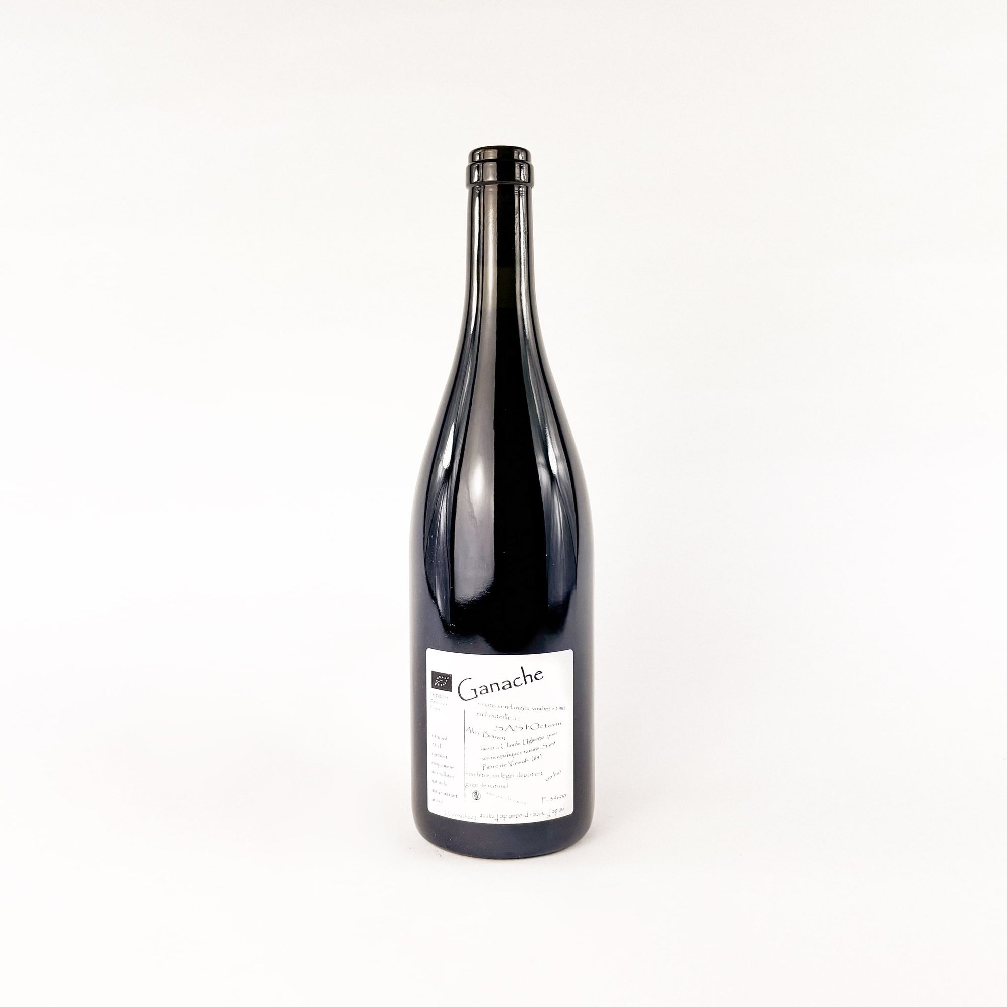 A bottle of natural wine L'Octavin Alice Bouvot Ganache Back View 2022