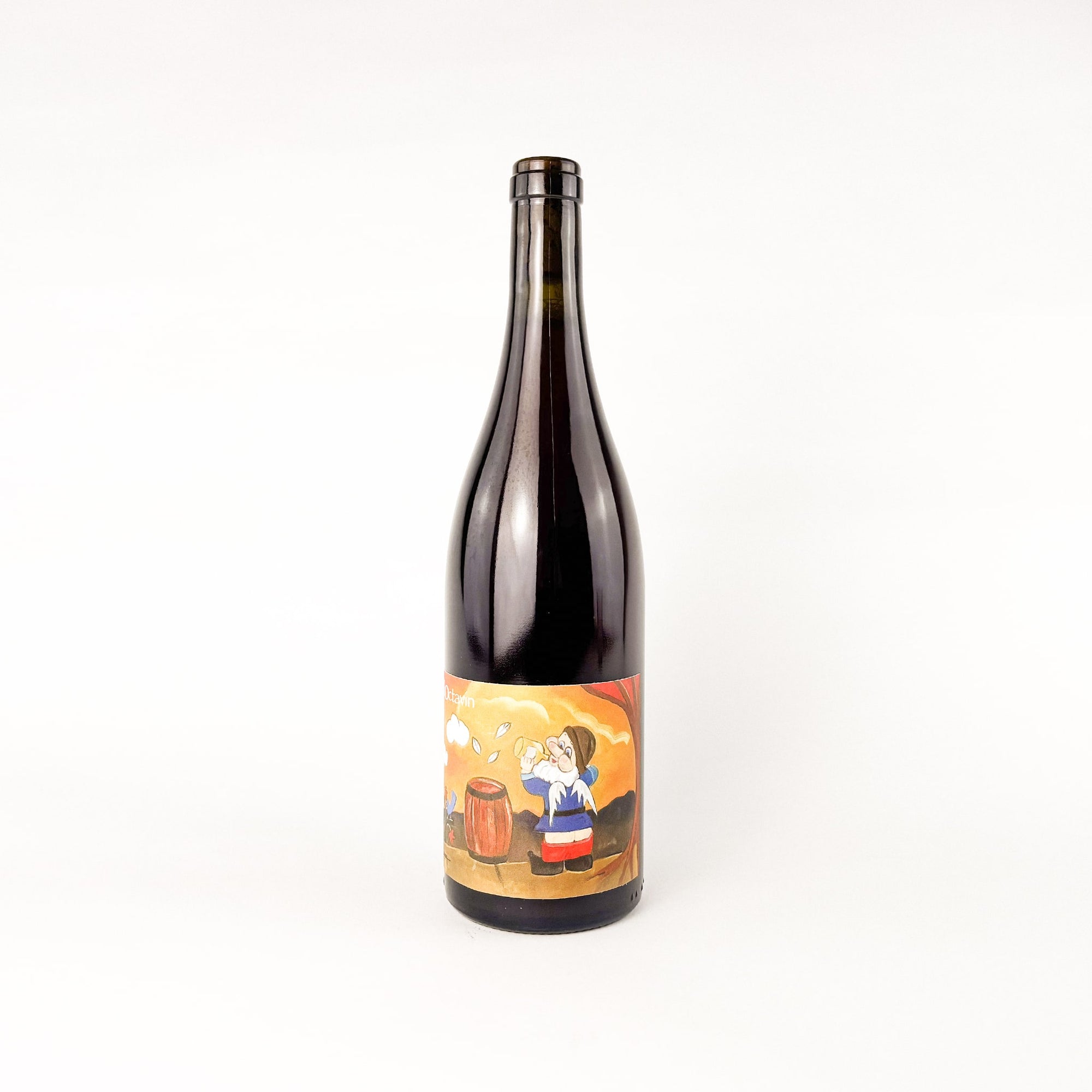 A bottle of red poulsard natural wine Hip Hip Jura by Alice Bouvot L'Octavin front view