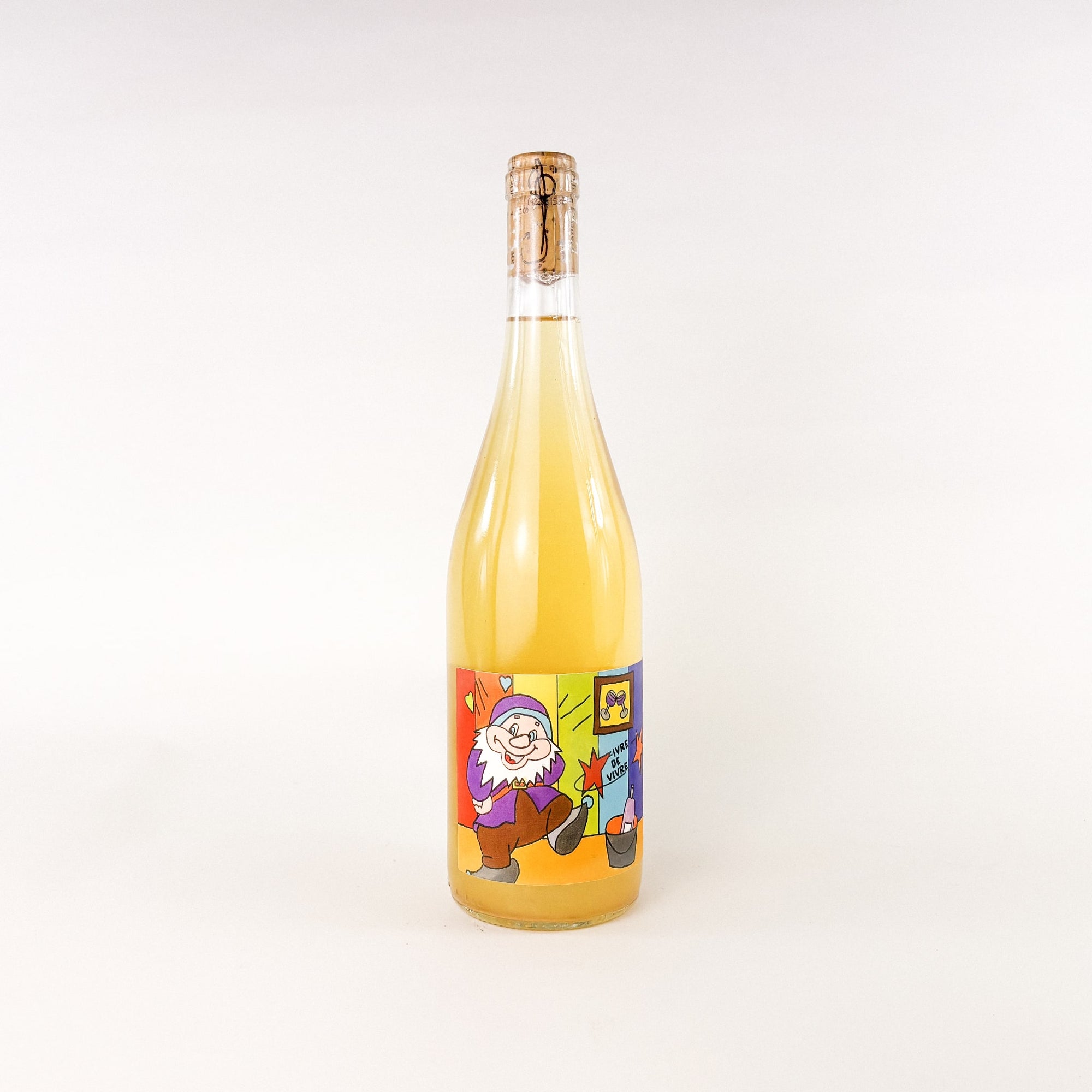 A bottle of white natural wine Ivre De Vivre by Alice Bouvot of L'Octavin front view