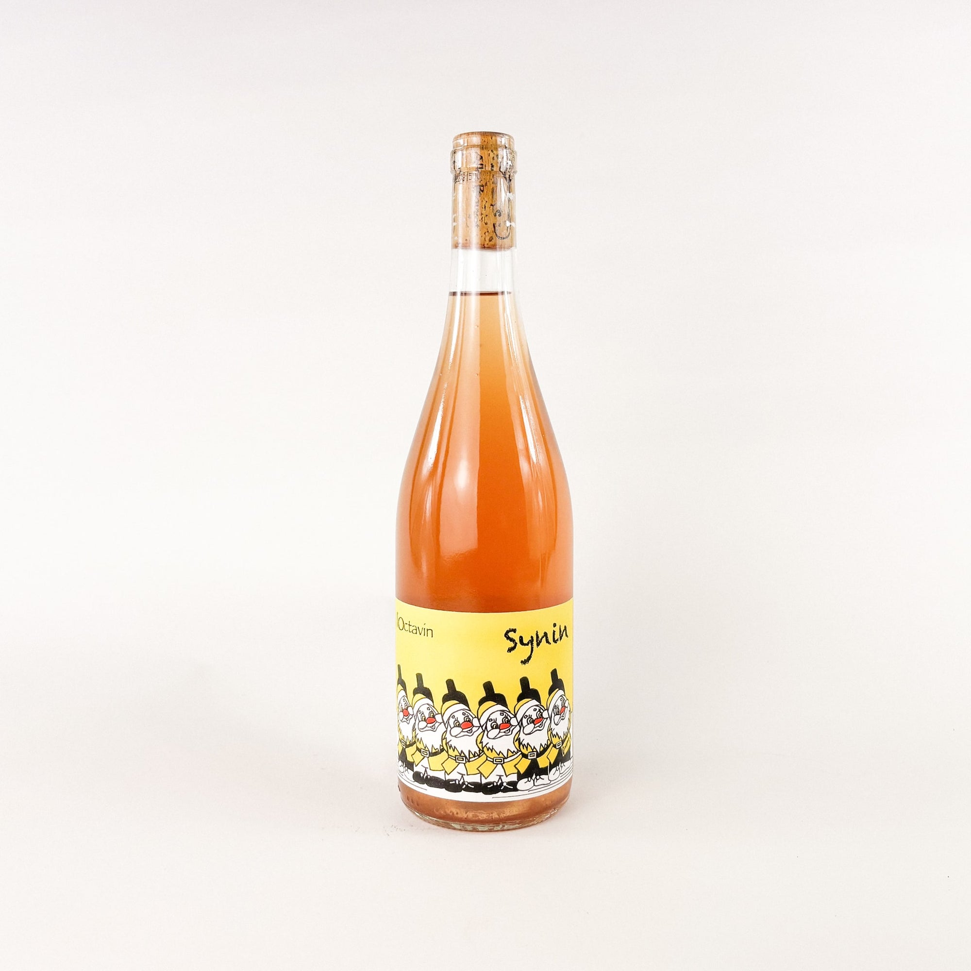 A bottle of L'Octavin orange natural wine Synin front view