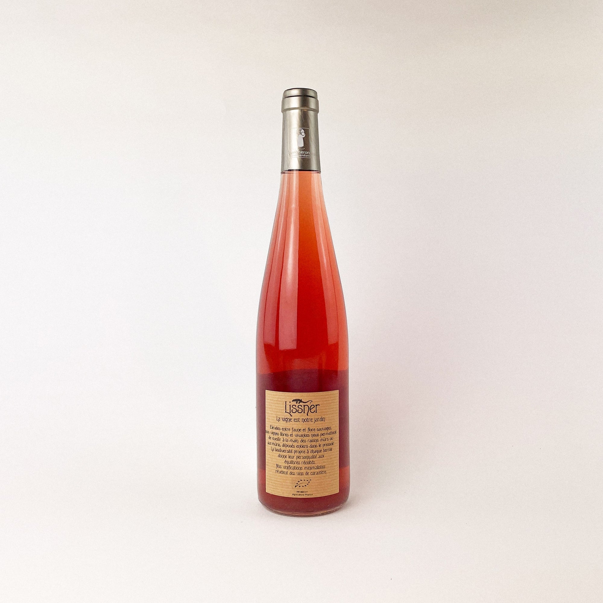 A Bottle Of Light Red Natural Wine From Alsace France Pinot Presse Directe Maison Lissner Front View