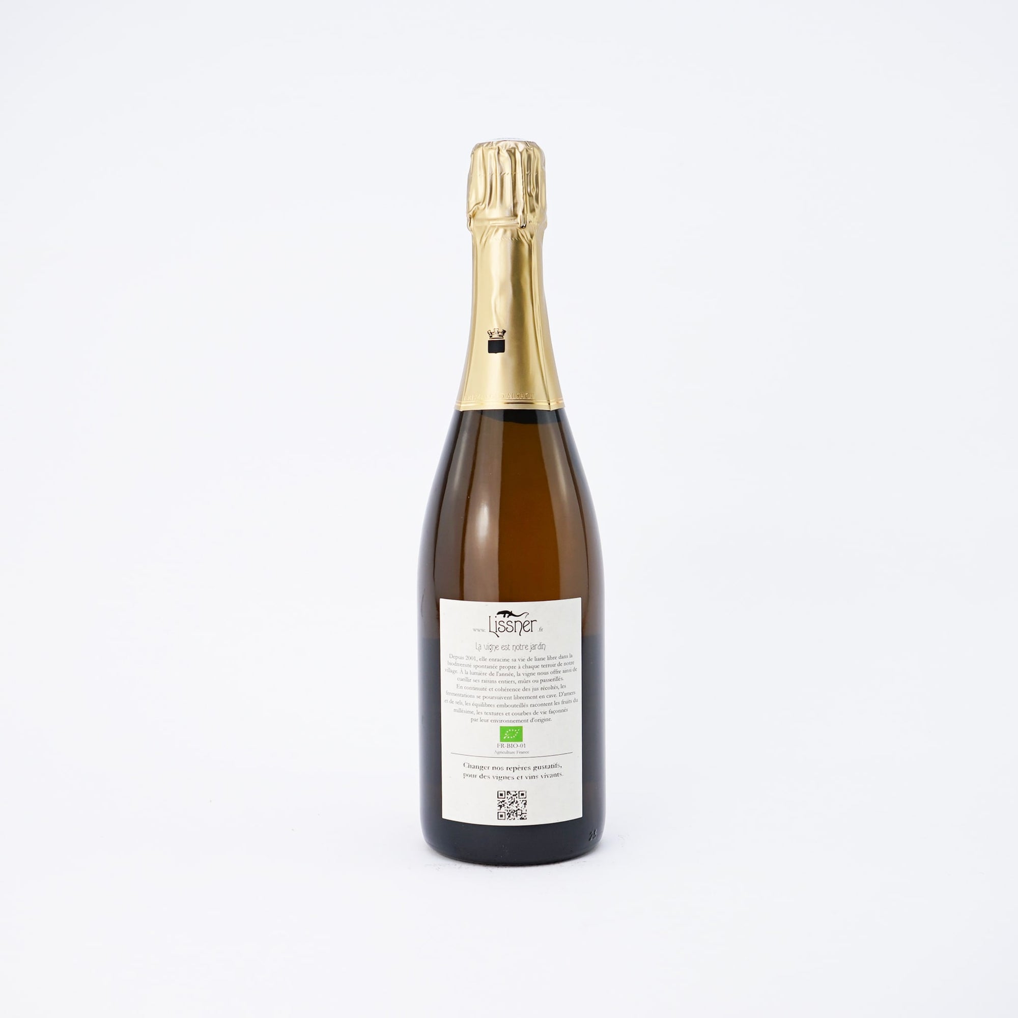 A Bottle Of Cremant D'Alsace Blanc De Noir by Lissner Back View