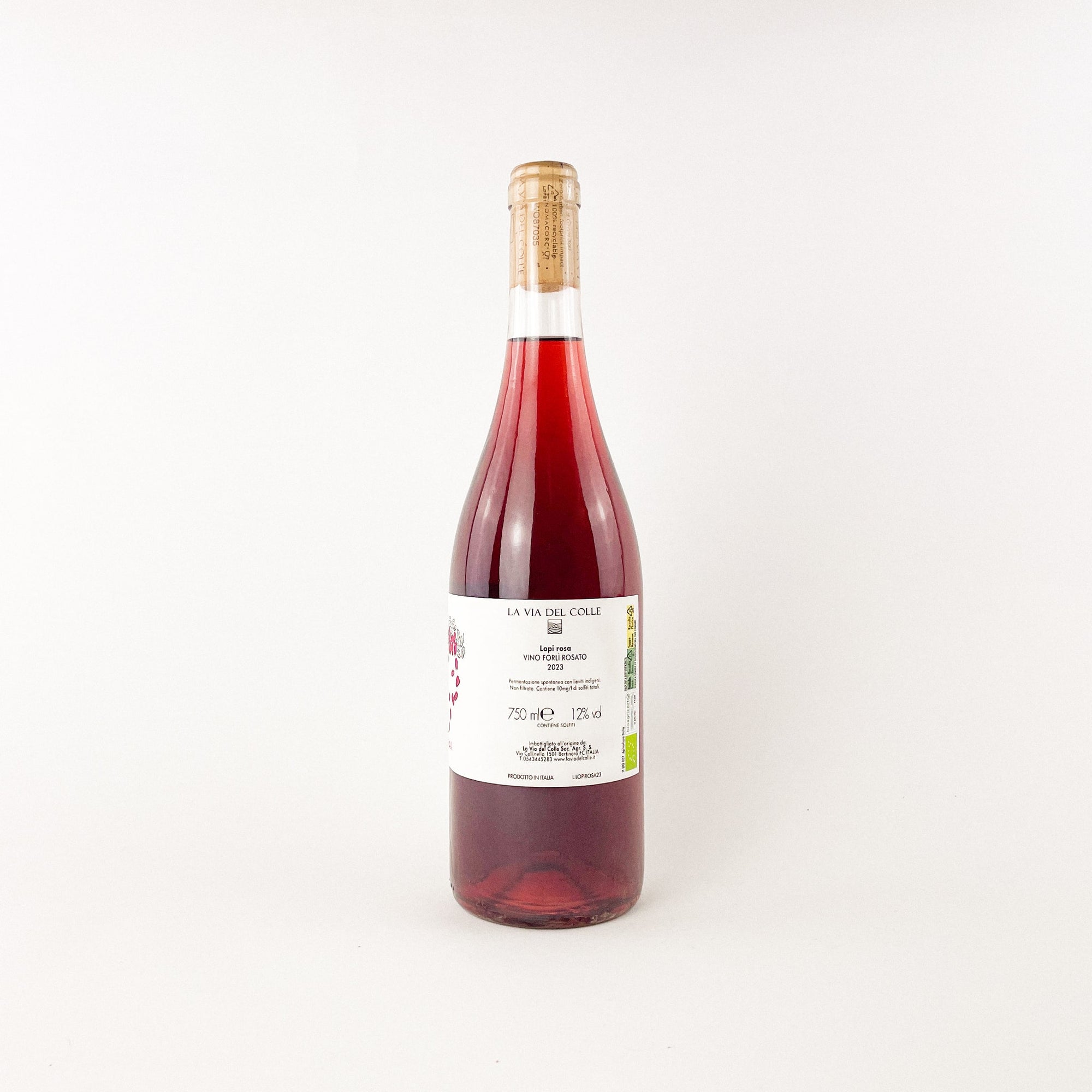 A bottle of Rosé Natural Wine Lopi Rosa by La Via Del Colle Back View