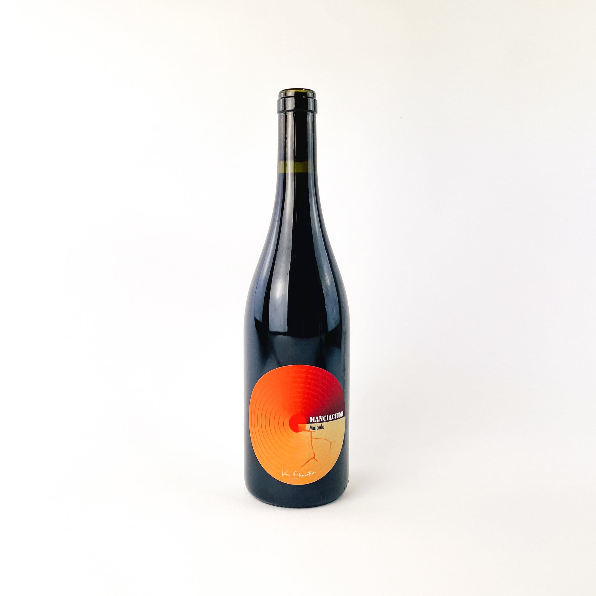 Manciaciumi, Malpelo, red wine bottle, Sicily natural wine