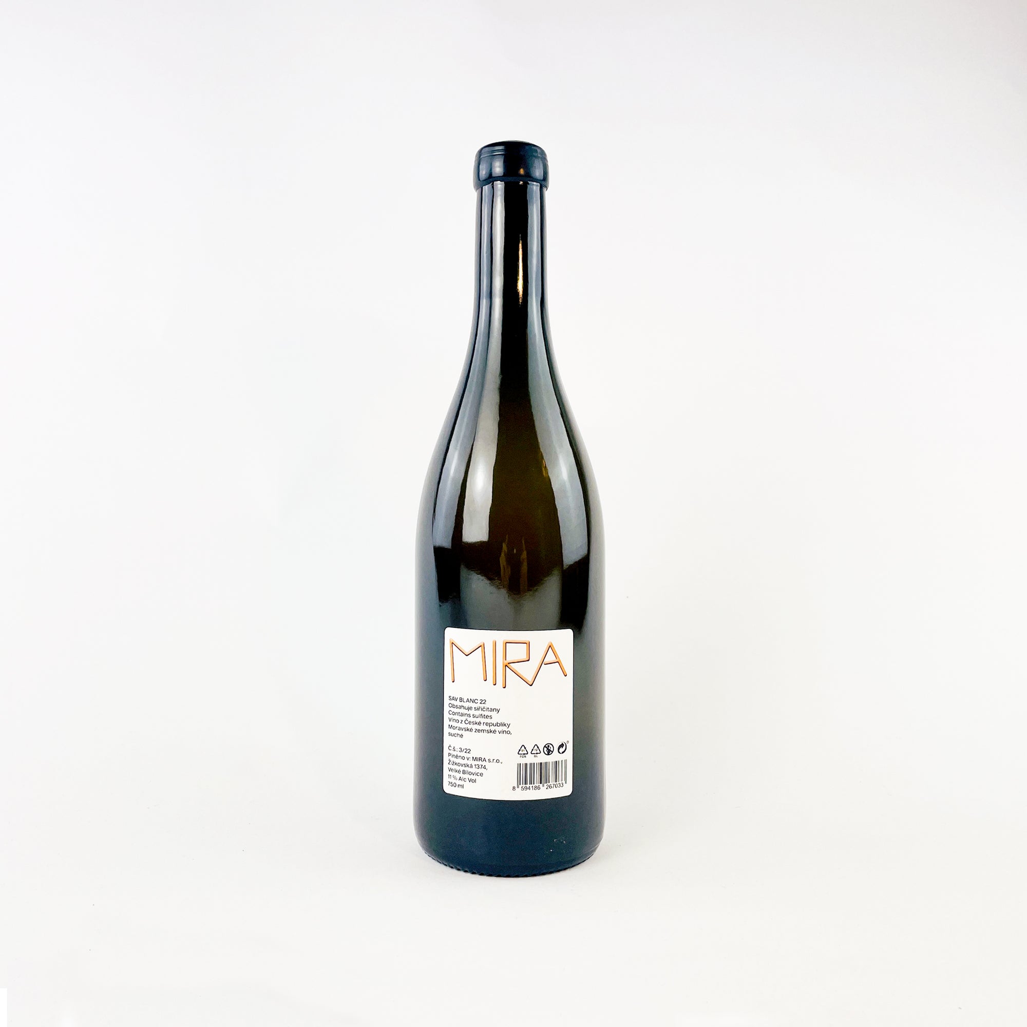 A Bottle Of MIRA Nestarec Natural Orange Wine Sav Blanc Back View