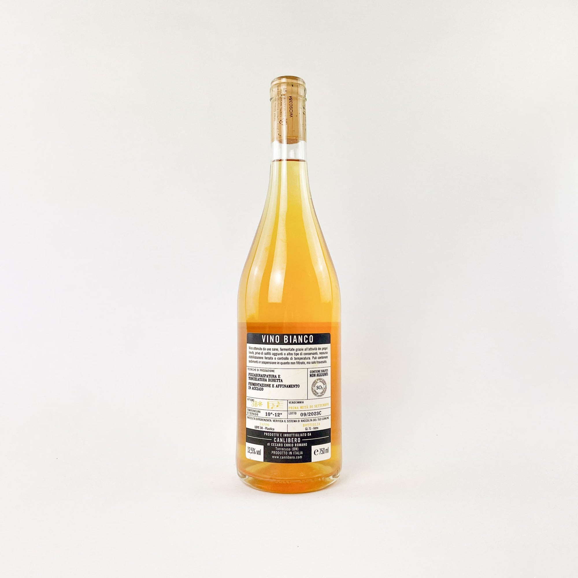 A Bottle Of White Natural Wine Shiro by Canlibero Back View