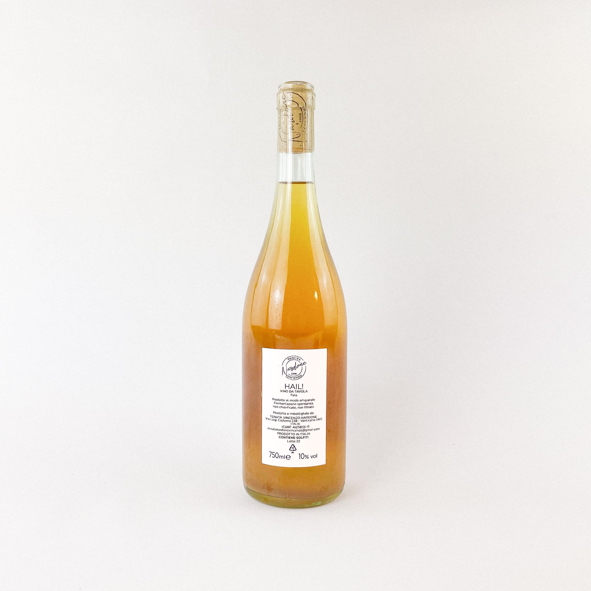 A Bottle Of Orange Natural Wine HAIL! By Tenuta Nardone Back View