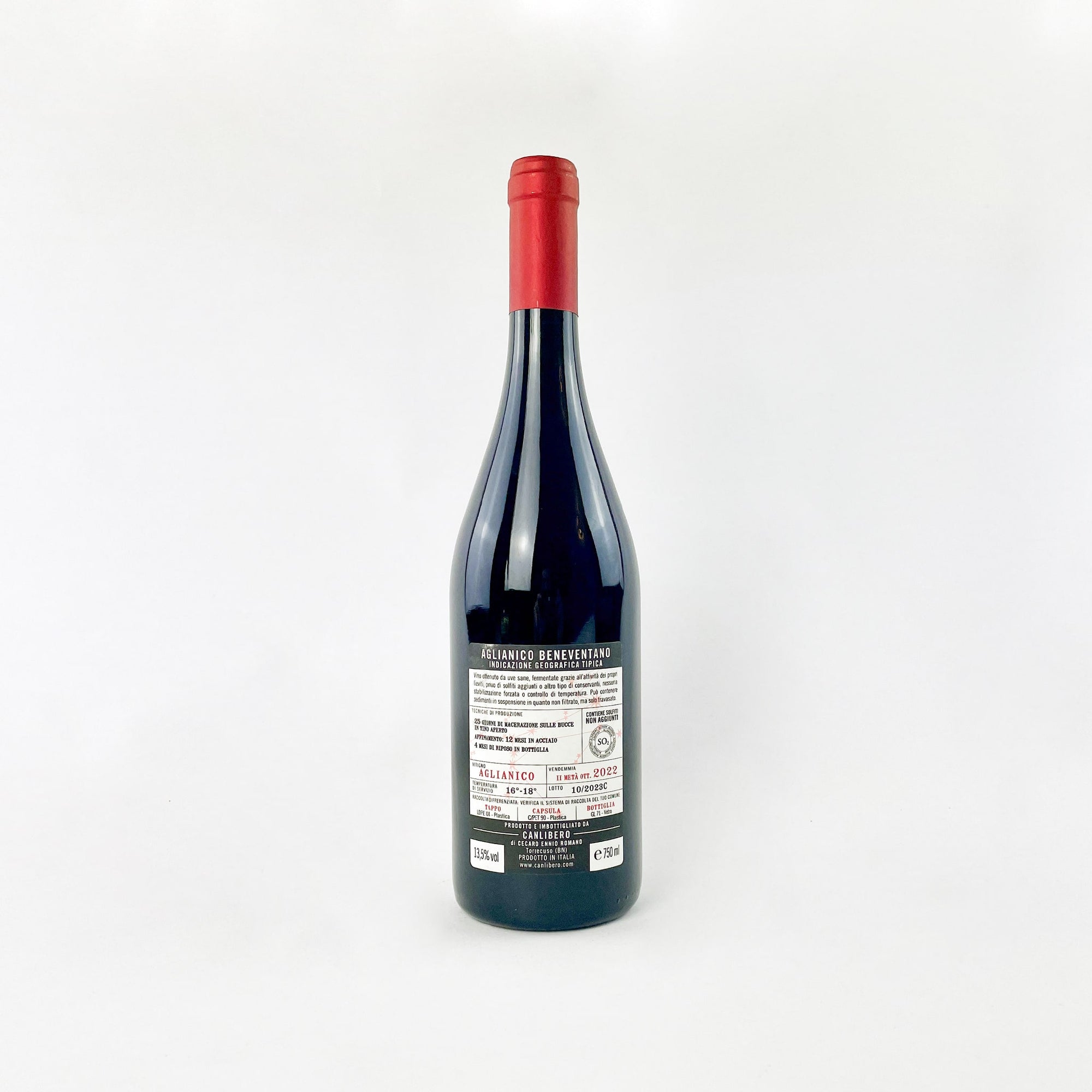 A Bottle Of Red Natural Wine Turrumpiso by Canlibero Back View