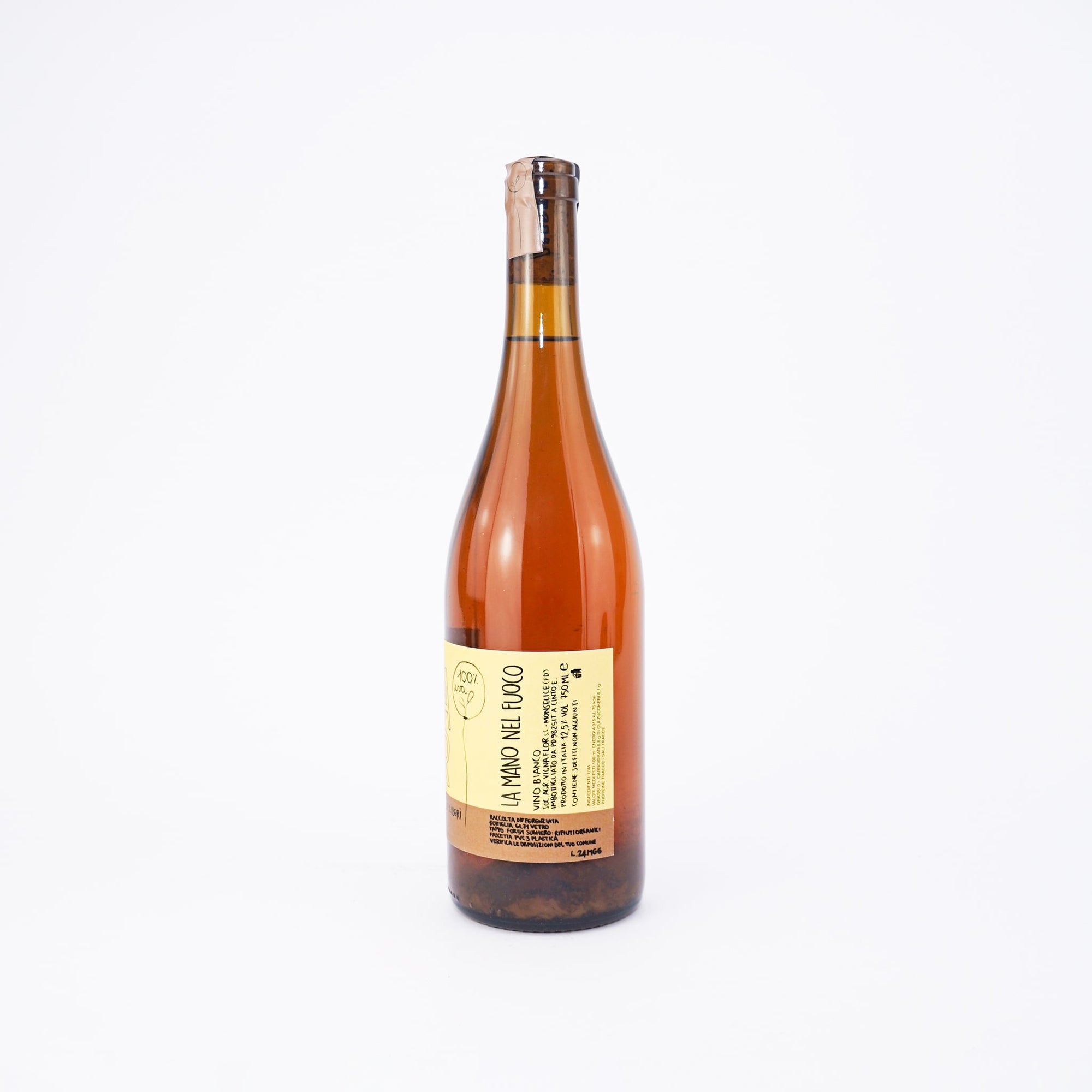 Natural Wine bottle with a label on a white background
