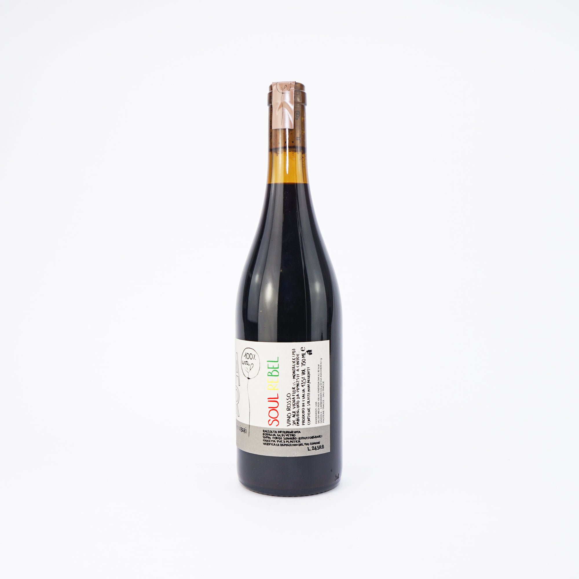 A bottle of vigna flor red natural wine on a white background 